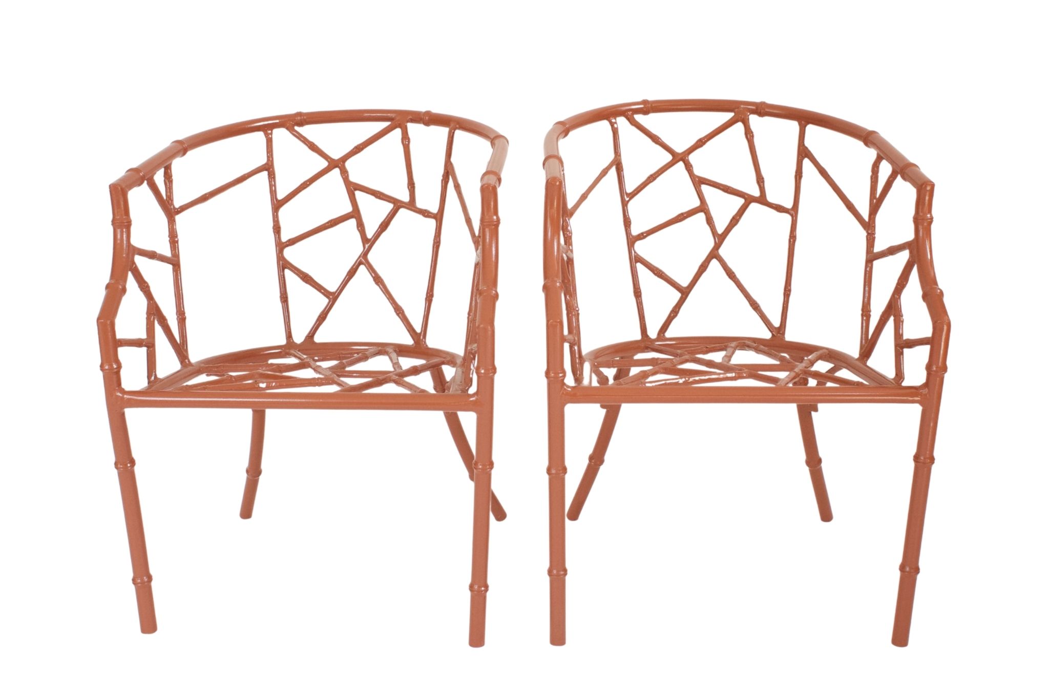 Mid-Century Faux Bamboo Tub Chairs, Pr~P77647293