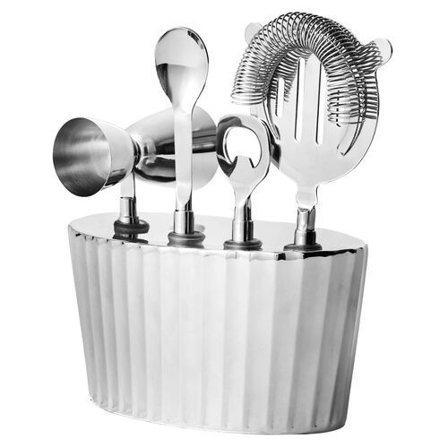 Ripple 6-Piece Bar Tool Set, Silver Ripple 6-Piece Bar Tool Set, Silver