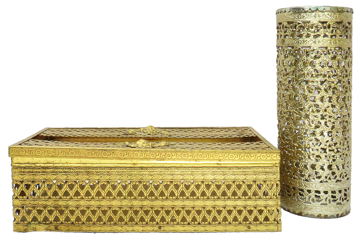 Gold Filigree Bath Accessories, S/2 Gold Filigree Bath Accessories, S/2~P77755227