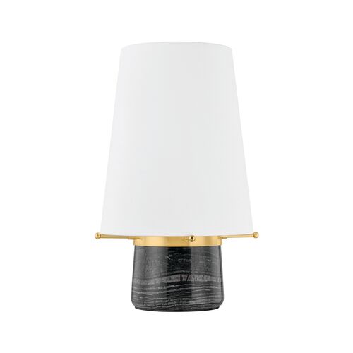 Varek Portable Rechargeable Table Lamp, Black Marble/White