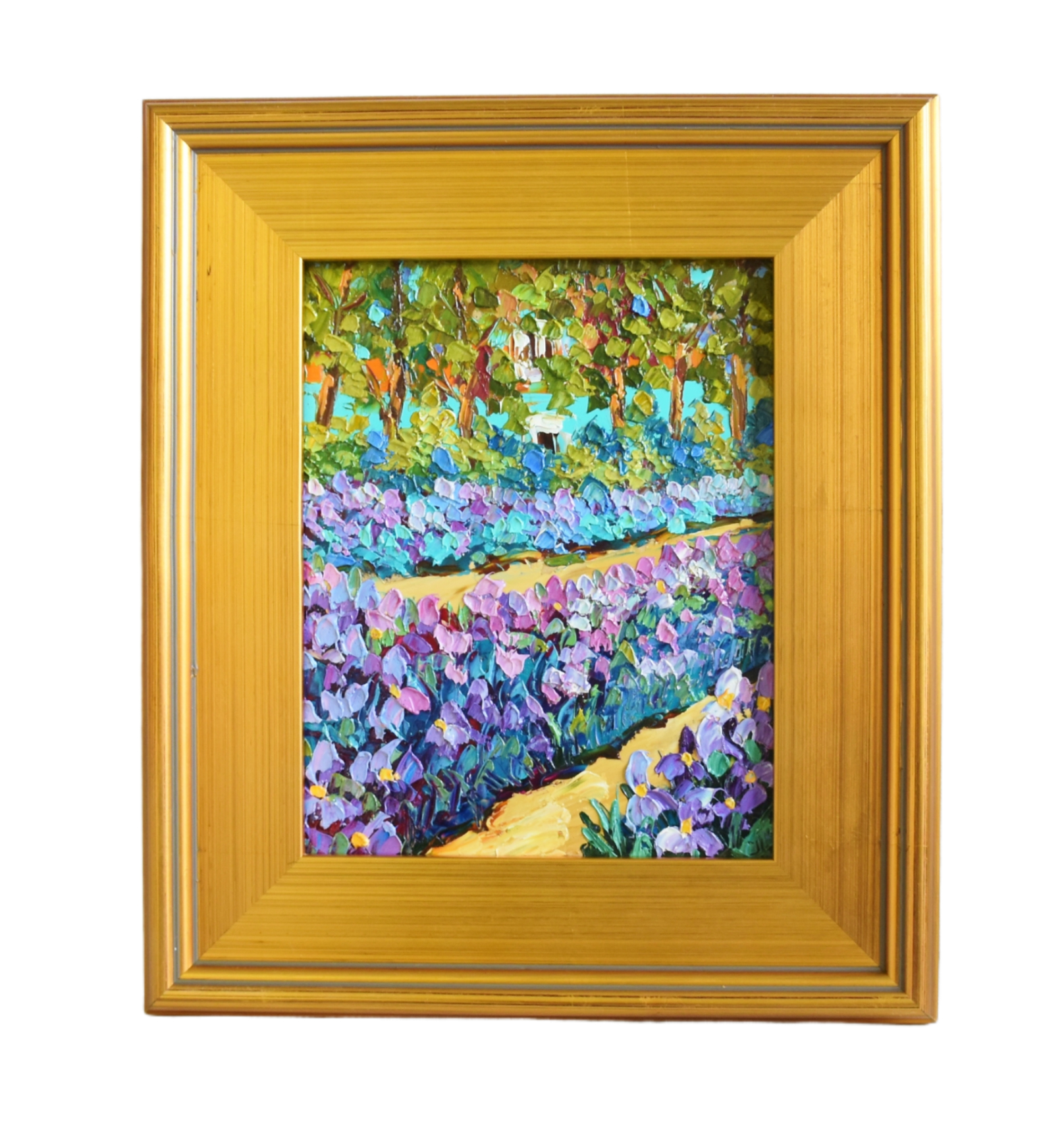 Lavender Irises Flowers & Trees Painting~P77684218