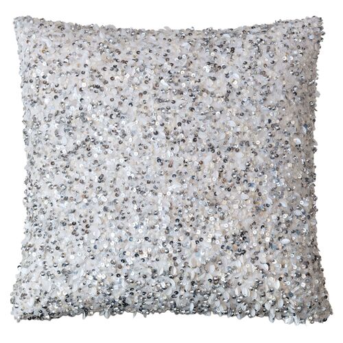 Celeste Metallic Sequin Pillow, Silver