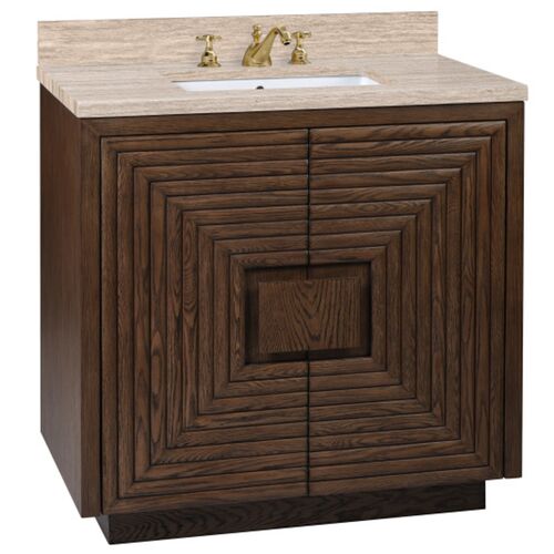 Morombe 36" Travertine Vanity with Rectangular Undermount Sink, Cocoa Morombe 36" Travertine Vanity with Rectangular Undermount Sink, Cocoa