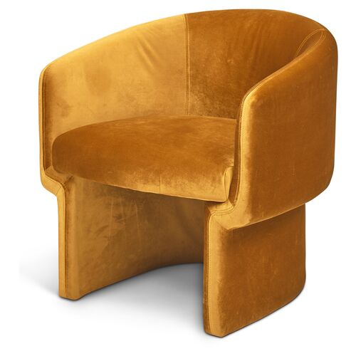 Demi Accent Chair, Yellow Velvet~P77588019