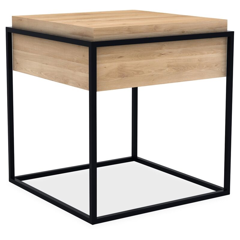 Monolit Small Storage Side Table, Black/Oak