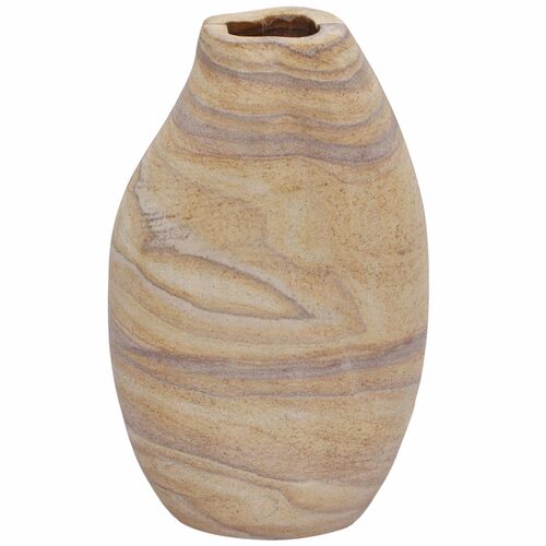Laevin Sandstone Curved Vase, Natural