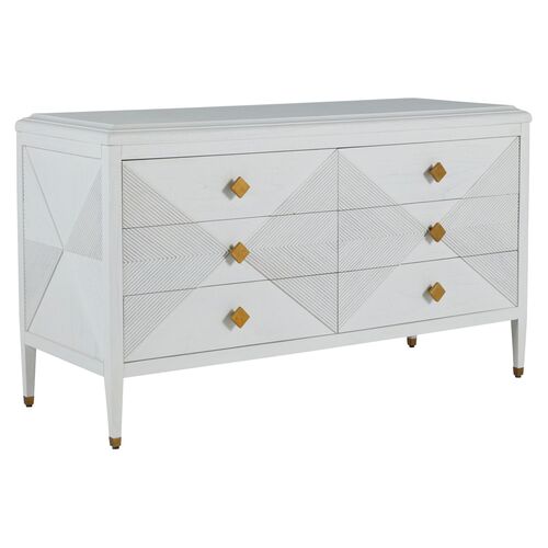 Julia Cerused 6-Drawer Dresser, White/Stained Gold~P111111645
