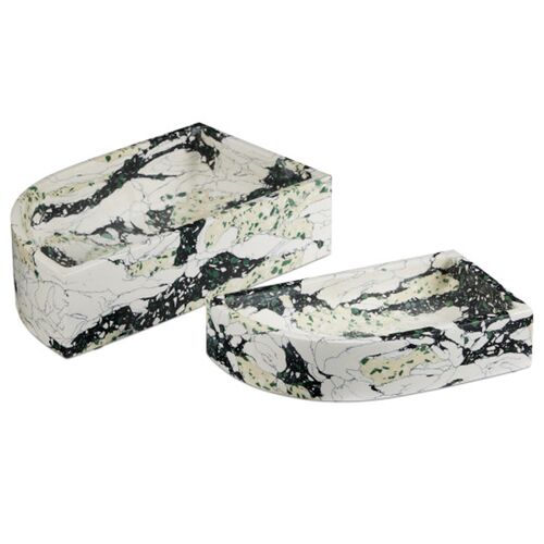 S/2 Fossey Asymmetrical Trays, White/Black