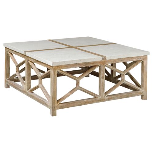 Harlan Coffee Table, White/Natural