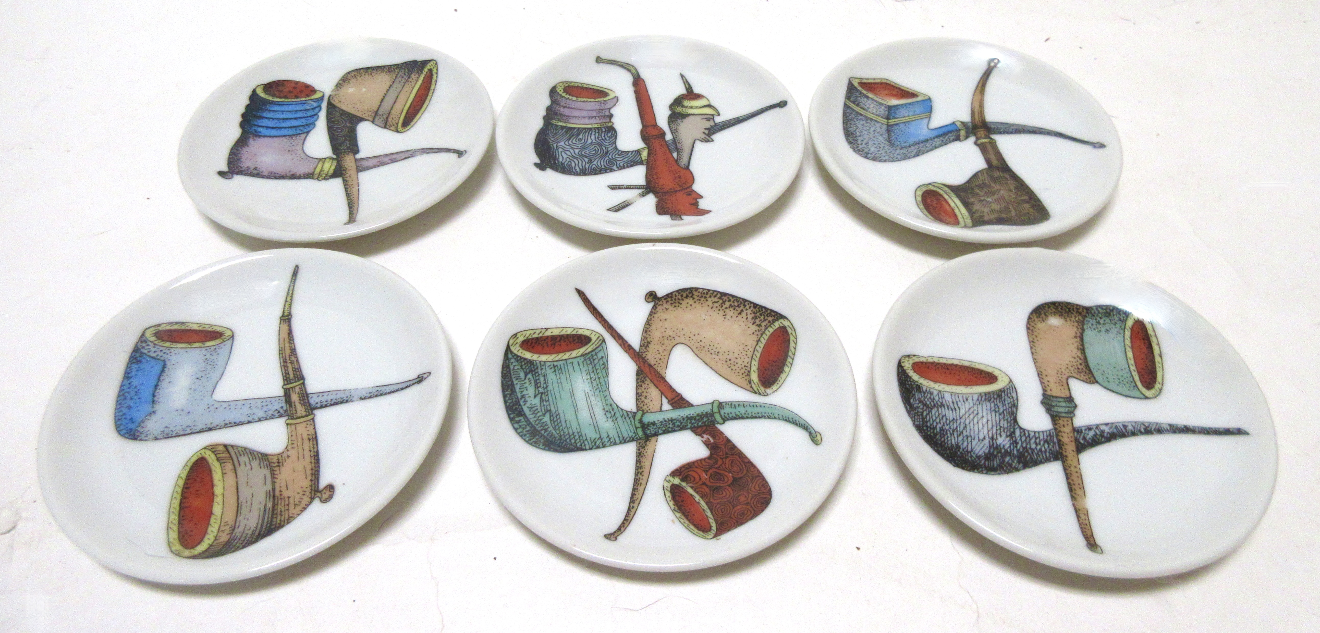 Fornasetti-Style Pipe Coasters Set of 6~P77682375