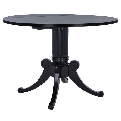 Linnes 43" Round Drop Leaf Dining Table, Black Linnes 43" Round Drop Leaf Dining Table, Black