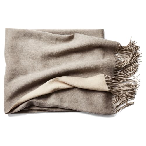 Reversible Cashmere-Blend Throw, Sand~P77314214
