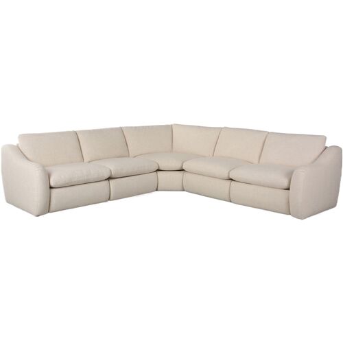 Santino Linen Power Recliner 5-Piece Sectional Sofa, Antigo Natural