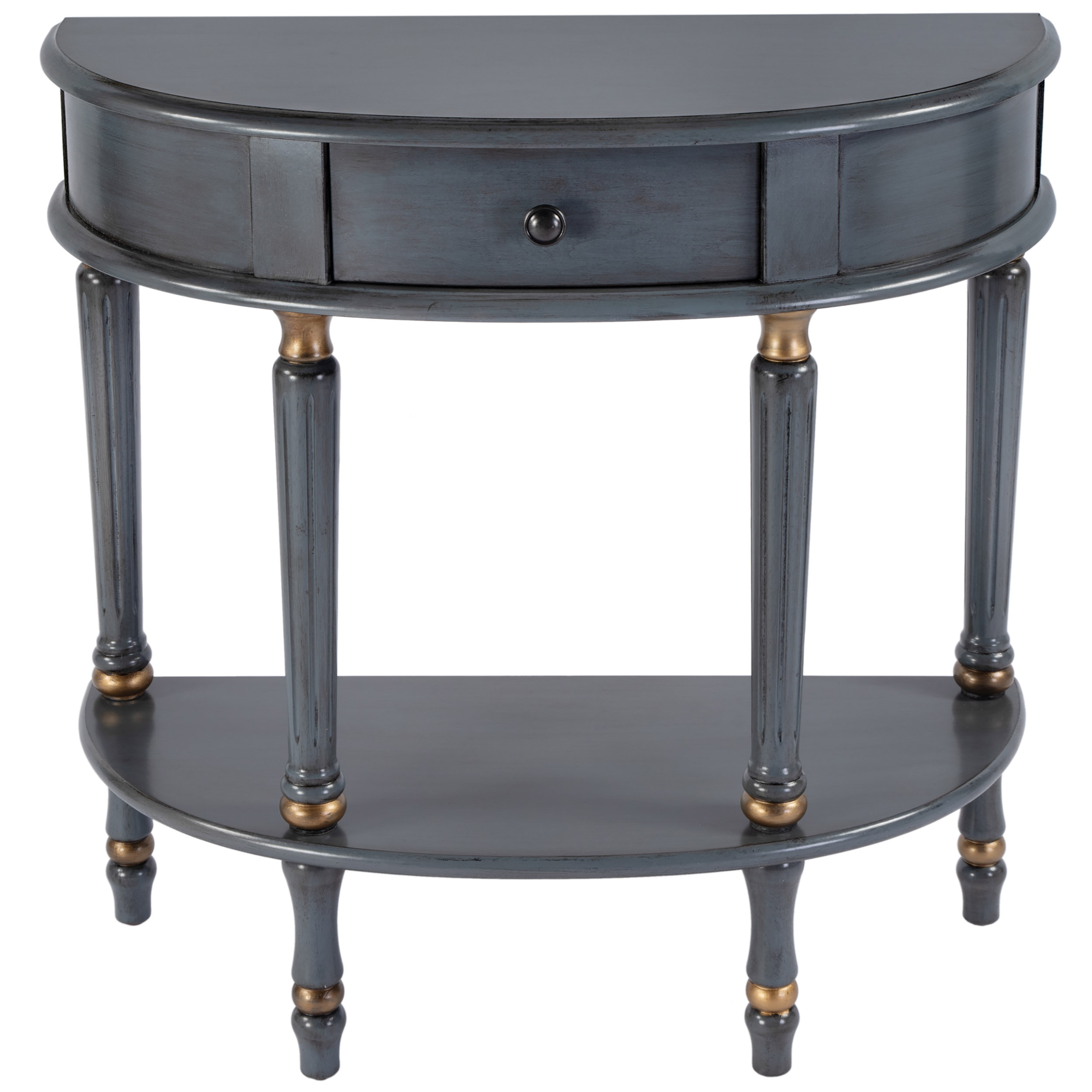 Ambrose Demilune Hand-Painted 1-Drawer Console Table