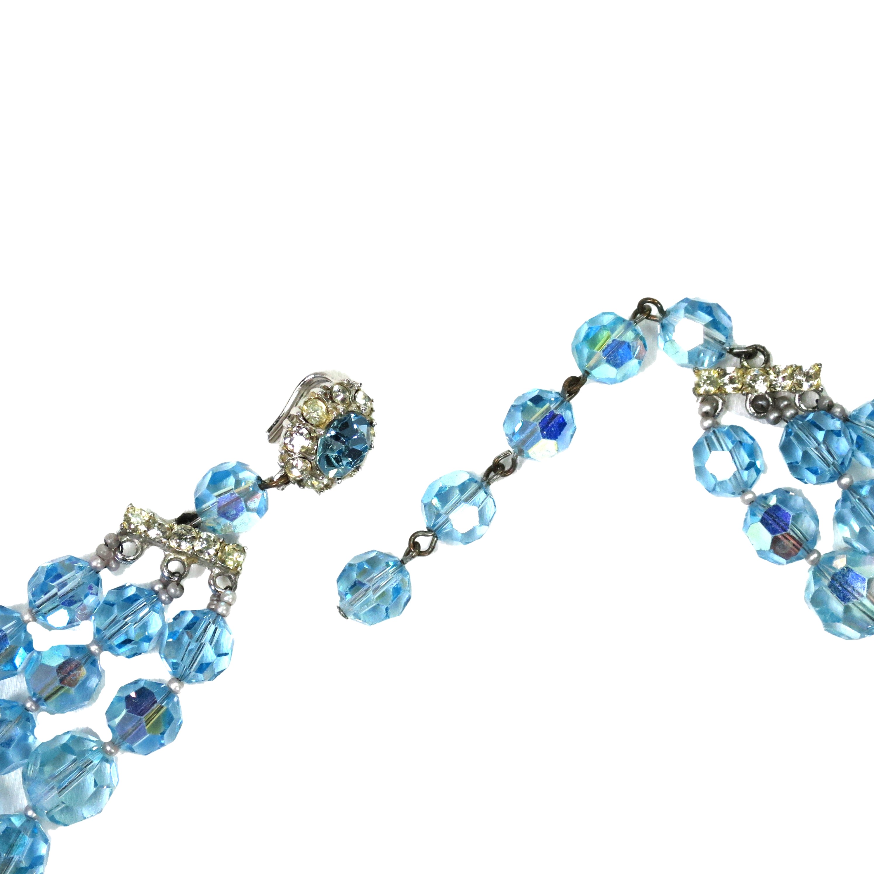 1960s Designer Blue Crystal Necklace~P77690291