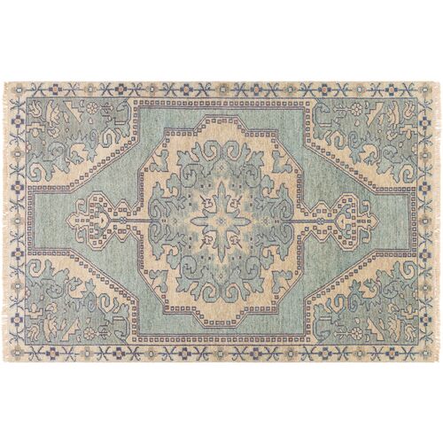 Kyle Hand-Knotted Rug, Sage/Navy~P77625192