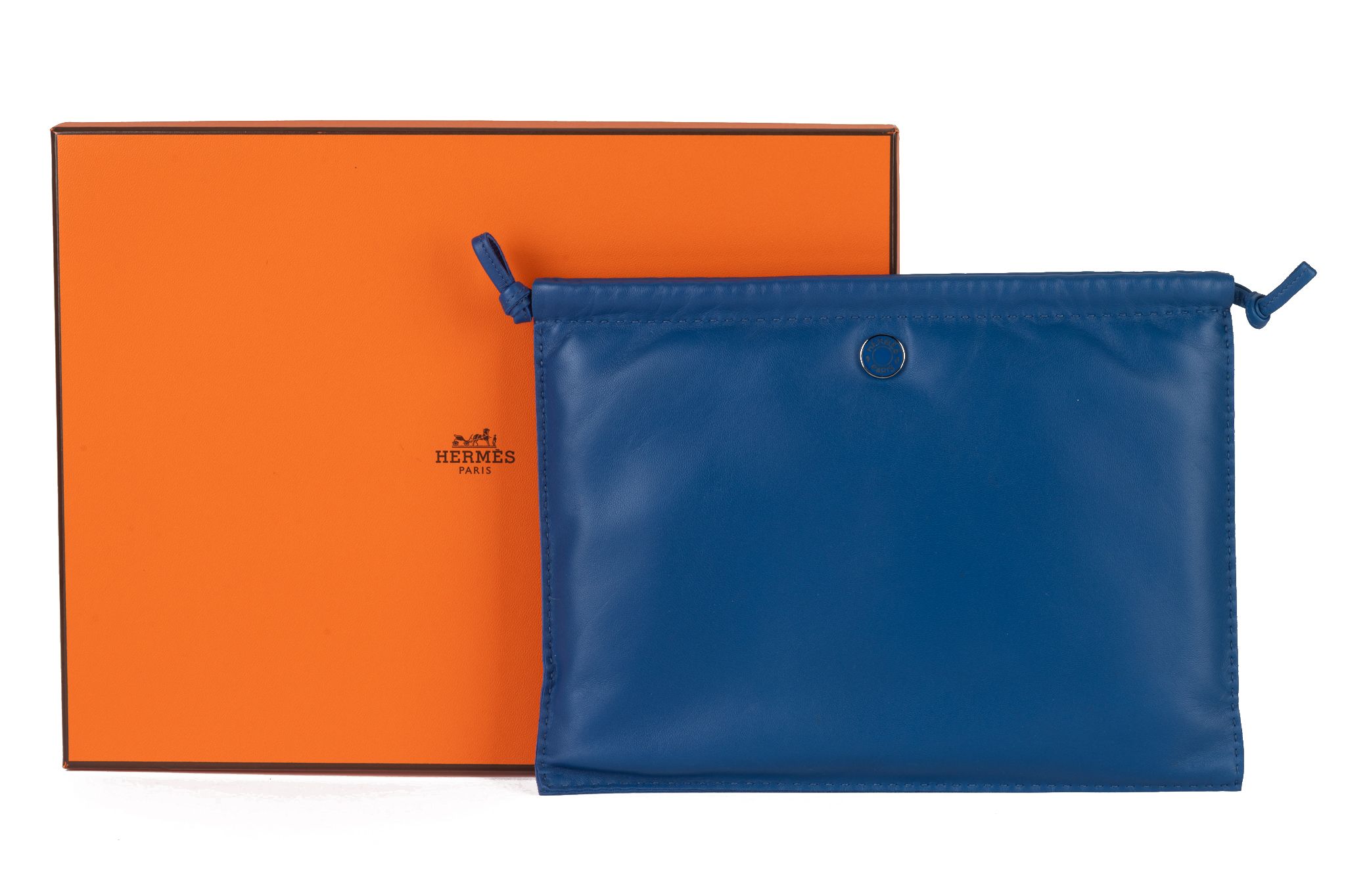 Hermès New In Box Pilo Pouch in Blue~P77740589