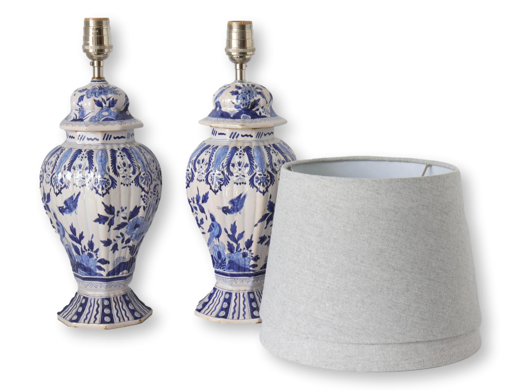 Antique Delft Vase Lamps, Pair~P77673134