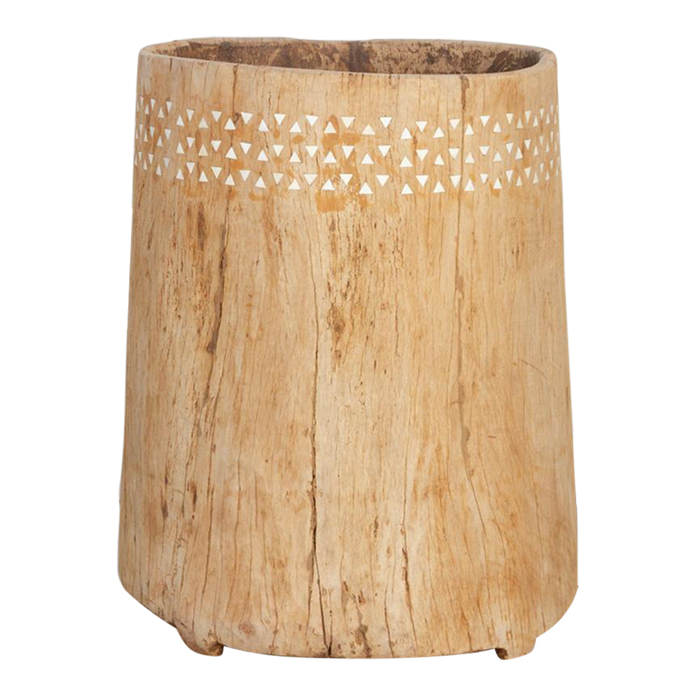 Oversize Bleached Wood Inlaid Planter~P77662722