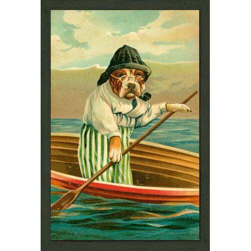 Papa Dog in Boat Art Print, 18" x 12"
