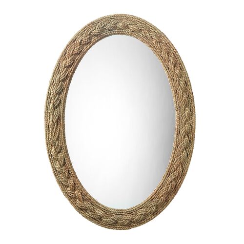 Nixi Oval Wall Mirror, Natural Seagrass~P77613870