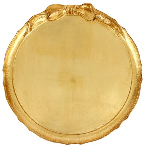 Florentine Wooden Accessories Bowl Round Tray, Gold