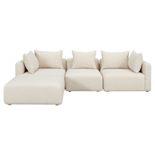 Lunara 4-Piece Modular Sectional Chaise, Textured Cream