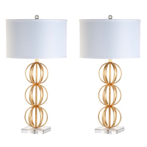 S/2 Slater Table Lamps, Gold/Crystal~P77427046