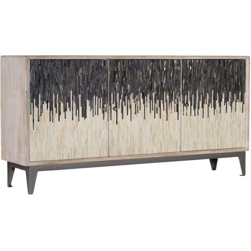 Bone Inlay 3-Door Sideboard, Beige/Black Ombre