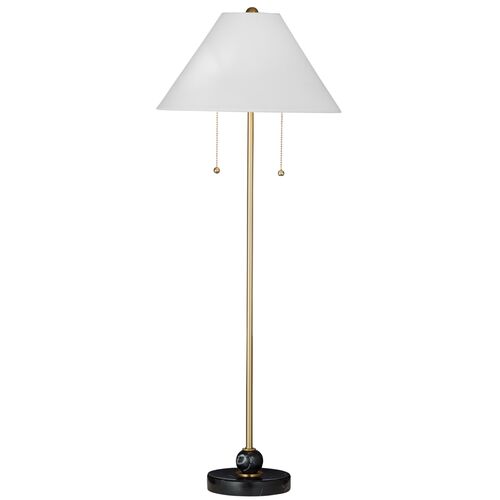 Marlon Marble Table Lamp, Brass/Black