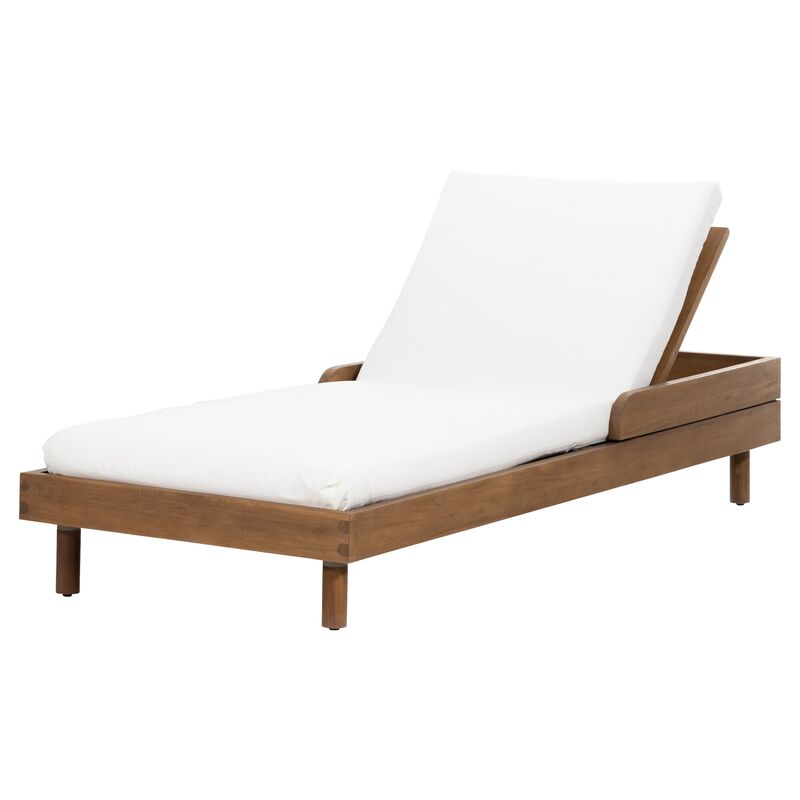 Sia Outdoor Teak Chaise, Natural/Ivory