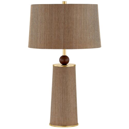 January Table Lamp, Aged Brass/Natural Grasscloth