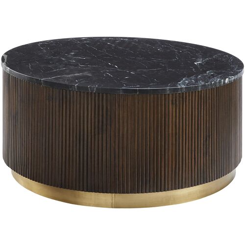 Ferrus Fluted 36" Round Marble Top Coffee Table