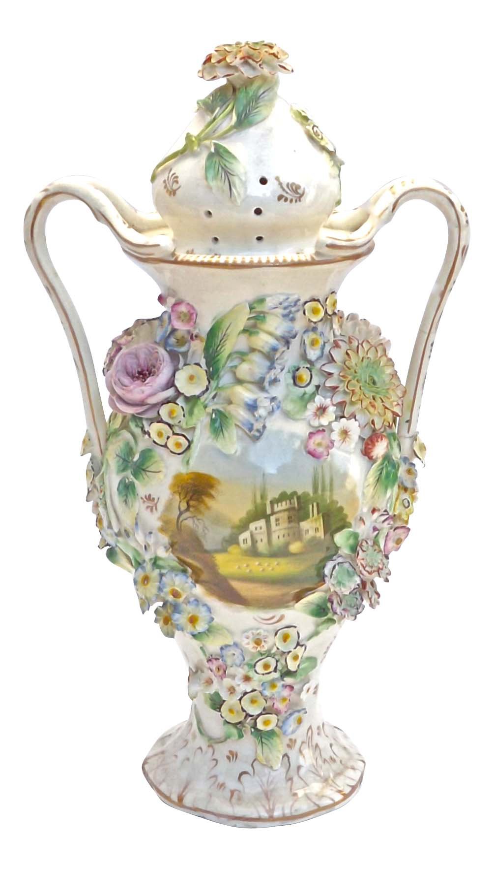 Large Antique Jacob Petit Floral Urn~P76897687