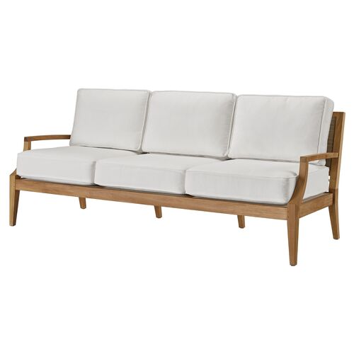 Coastal Living Emerson Outdoor Sofa, Natural Teak/White