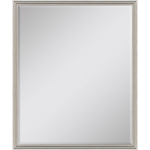 Italian Aged Silver Beveled Wall Mirror Italian Aged Silver Beveled Wall Mirror