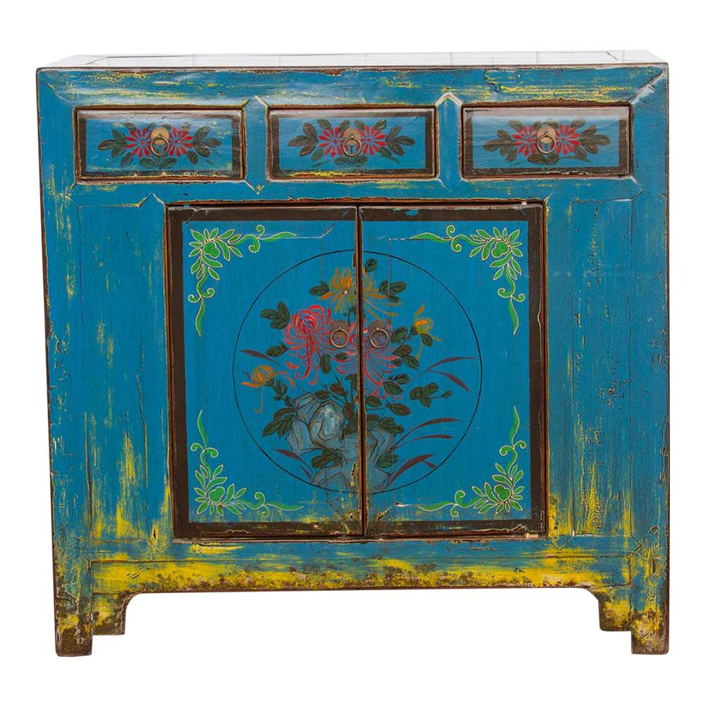 Vibrant Tibetan Floral Cabinet~P77687833