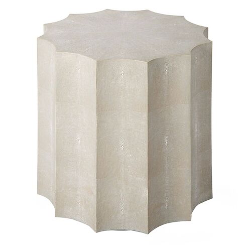 Marilyn Faux-Shagreen Side Table, Ivory/Gray~P77373538