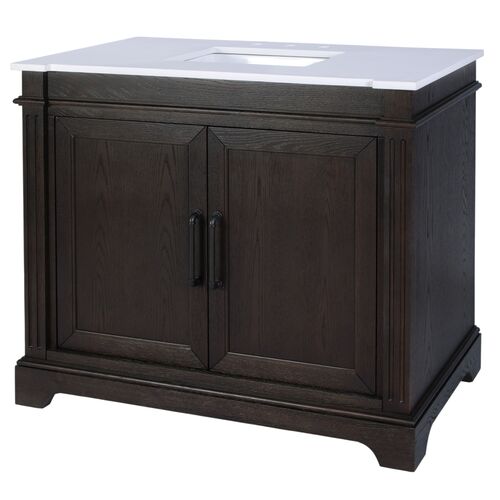 Marian 42" Quartz Top Single Bathroom Vanity, Chocolate Marian 42" Quartz Top Single Bathroom Vanity, Chocolate