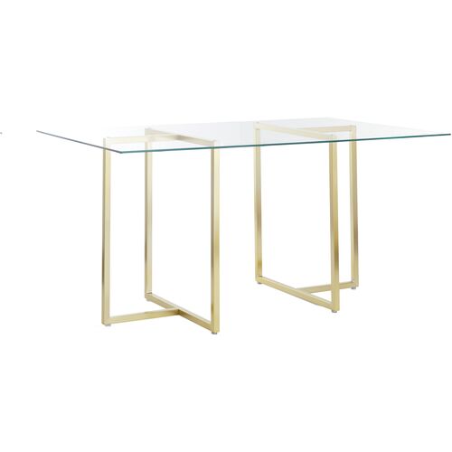 Mila Glass Rectangular Dining Table, Gold~P77647659