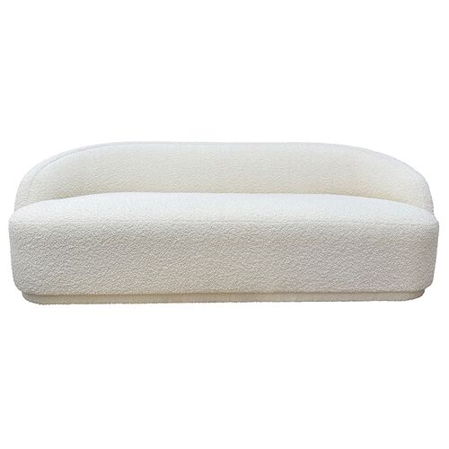 Everly Curved 84" Sofa, White Revival Cotton Bouclé