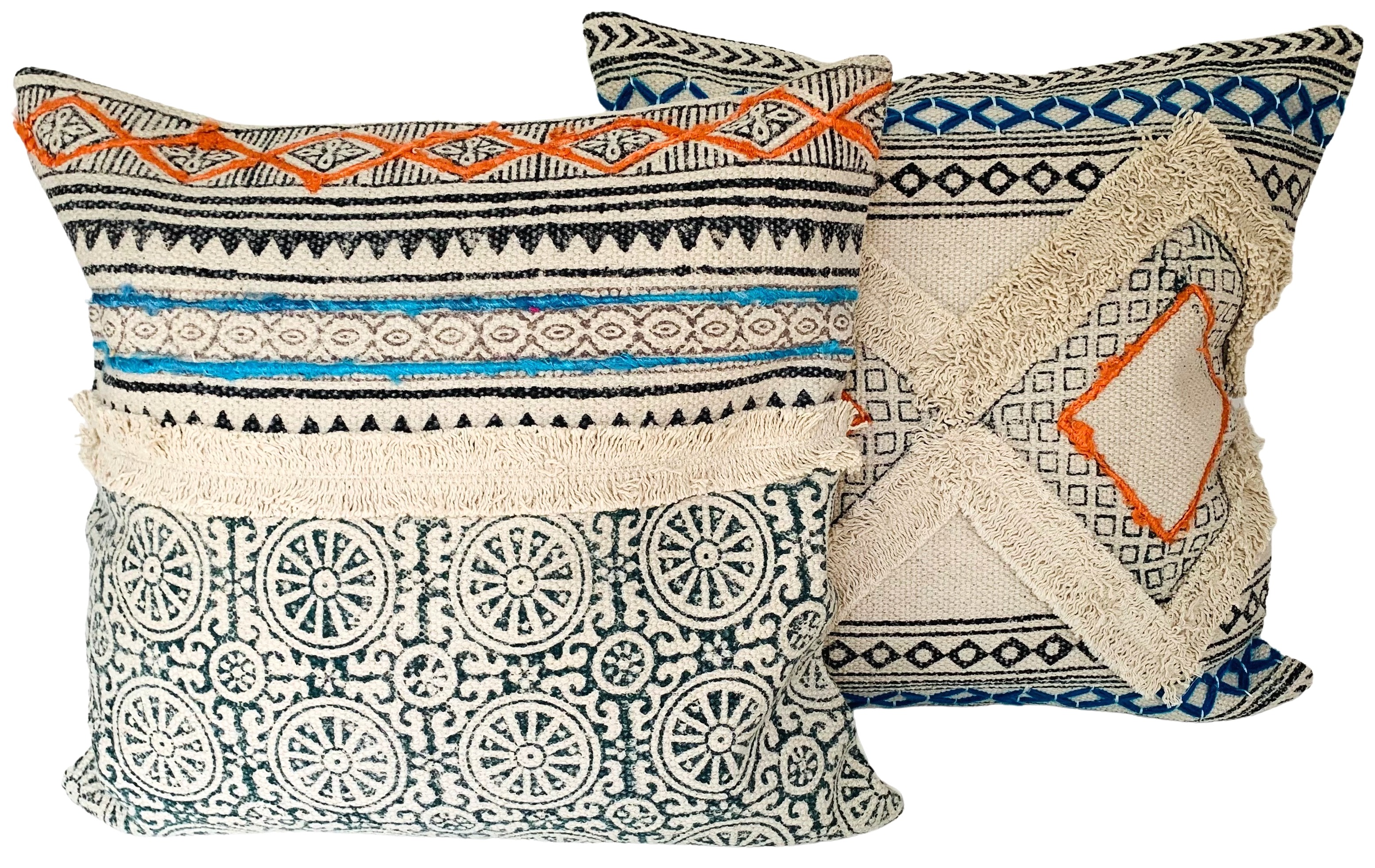 Indian Hand-Printed Pillows, Pair~P77661293
