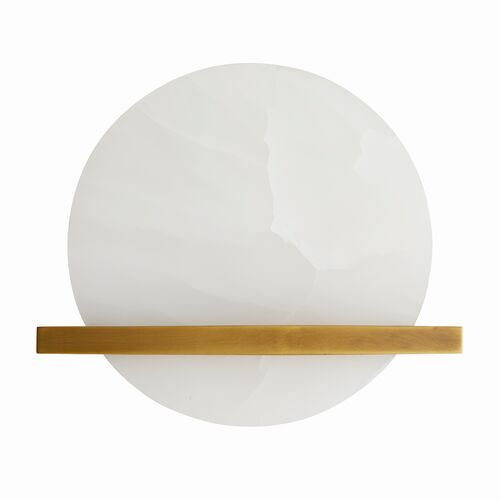 Savion Alabaster Wall Sconce, White/Gold