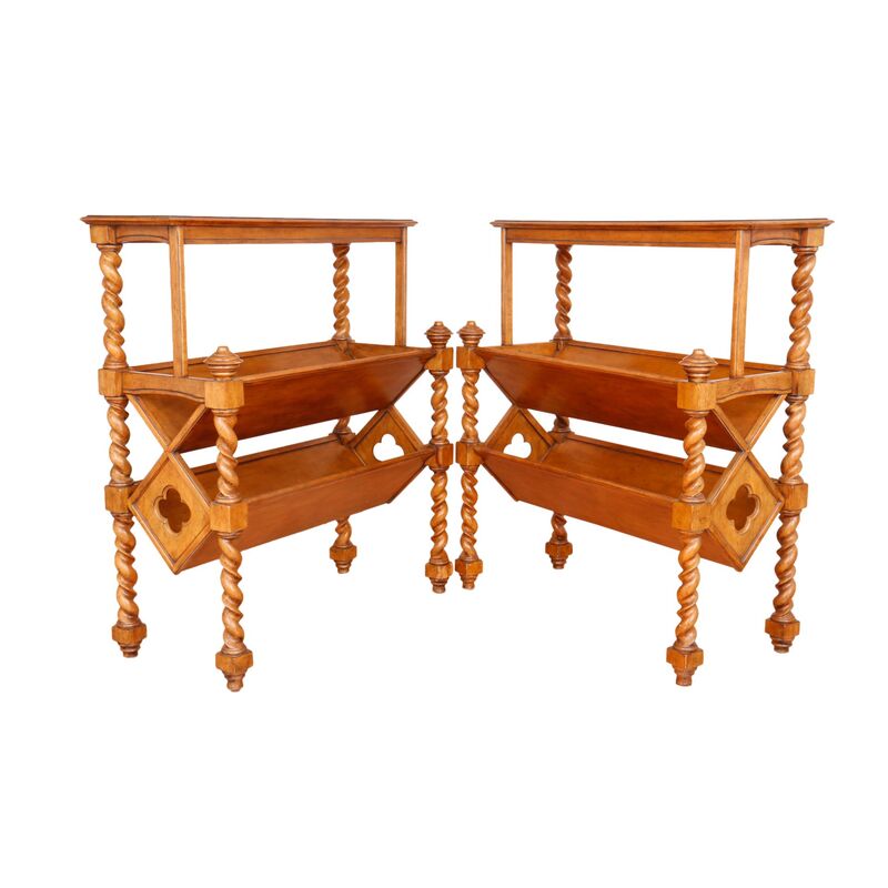 Spanish Style Library Bookcases, Pair