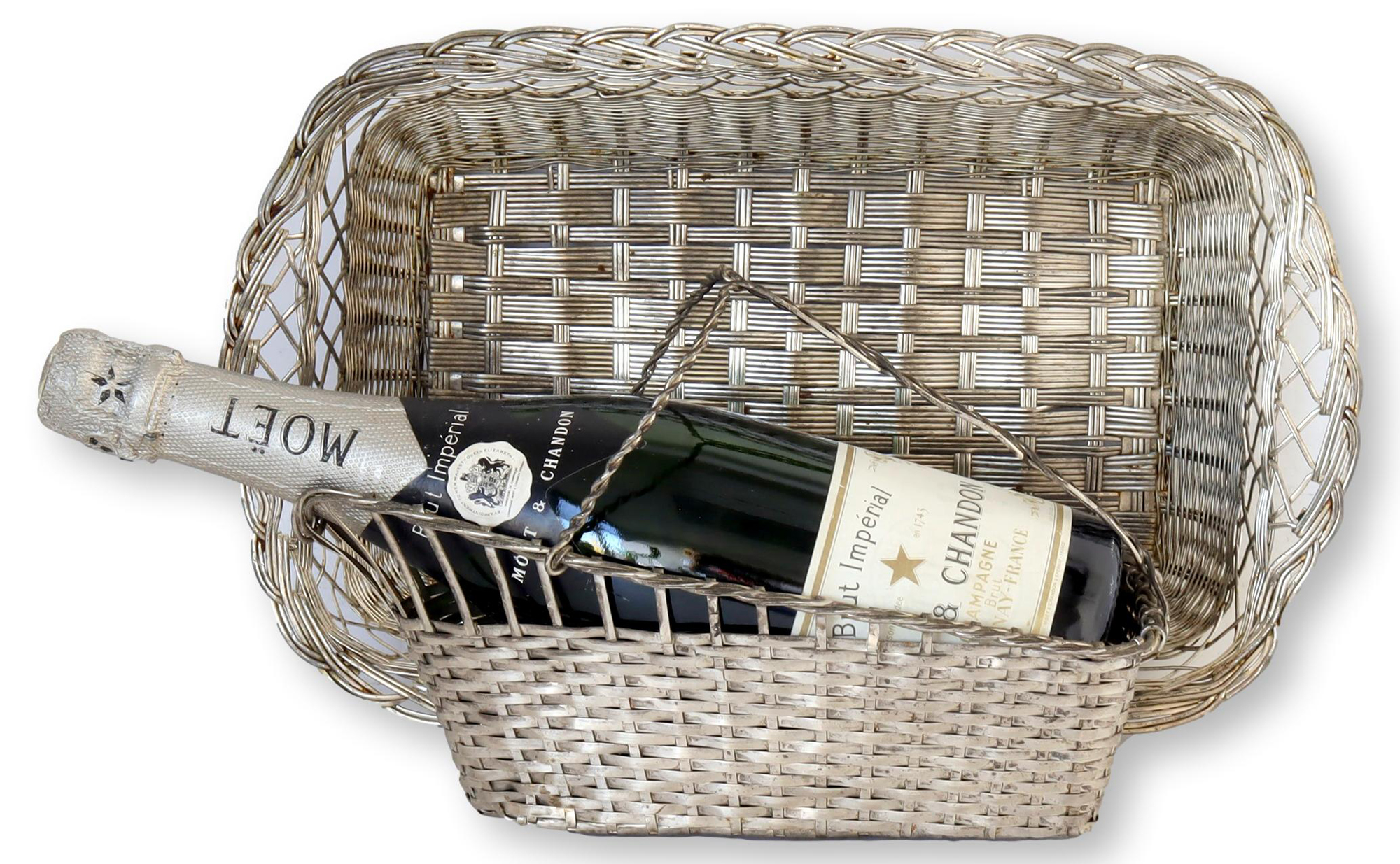 French Woven Metal Bread & Wine Basket~P77662695