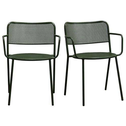 S/2 Ethan Outdoor Steel Stackable Armchairs S/2 Ethan Outdoor Steel Stackable Armchairs