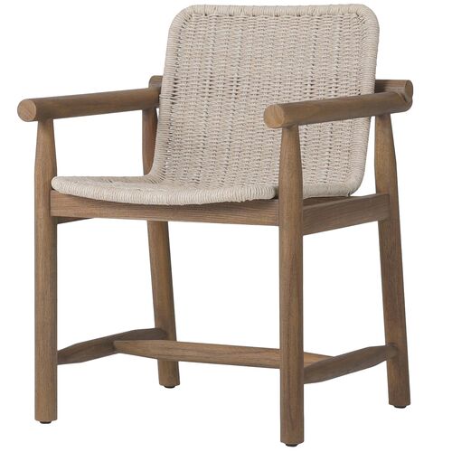 Dume Outdoor Teak Dining Armchair, Vintage White