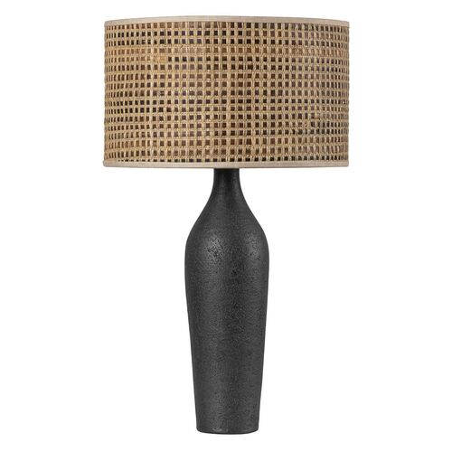 Keoni 29" Saguran Weave Table Lamp, Aged Brass/Ceramic Black Ash Keoni 29" Saguran Weave Table Lamp, Aged Brass/Ceramic Black Ash