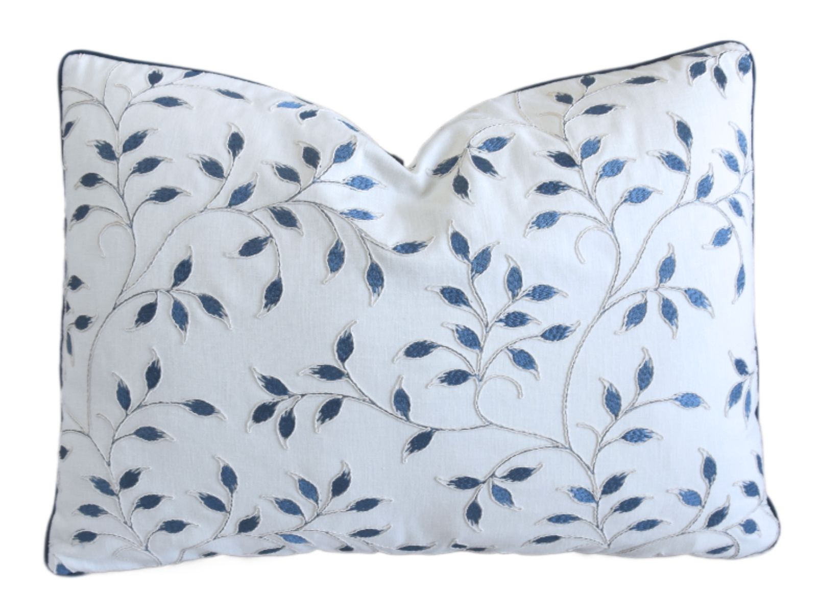 Page Turner Embroidered Blue Leaf Pillow~P77729986