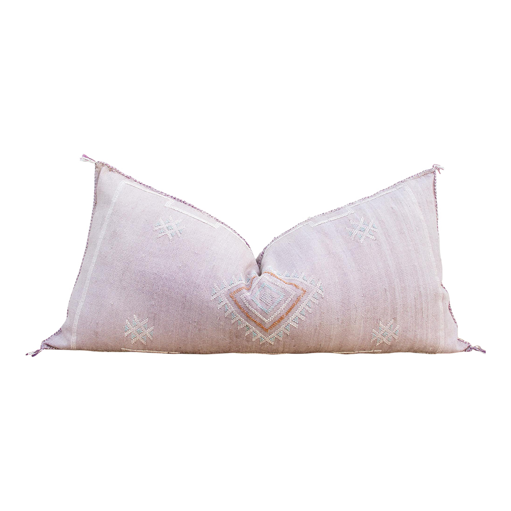 Amethyst Lumbar Moroccan Silk Rug Pillow~P77662084